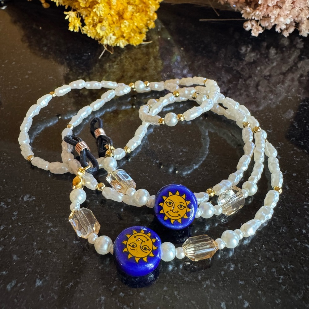 Elegant Sun and Moon Beaded Eyeglass Chain